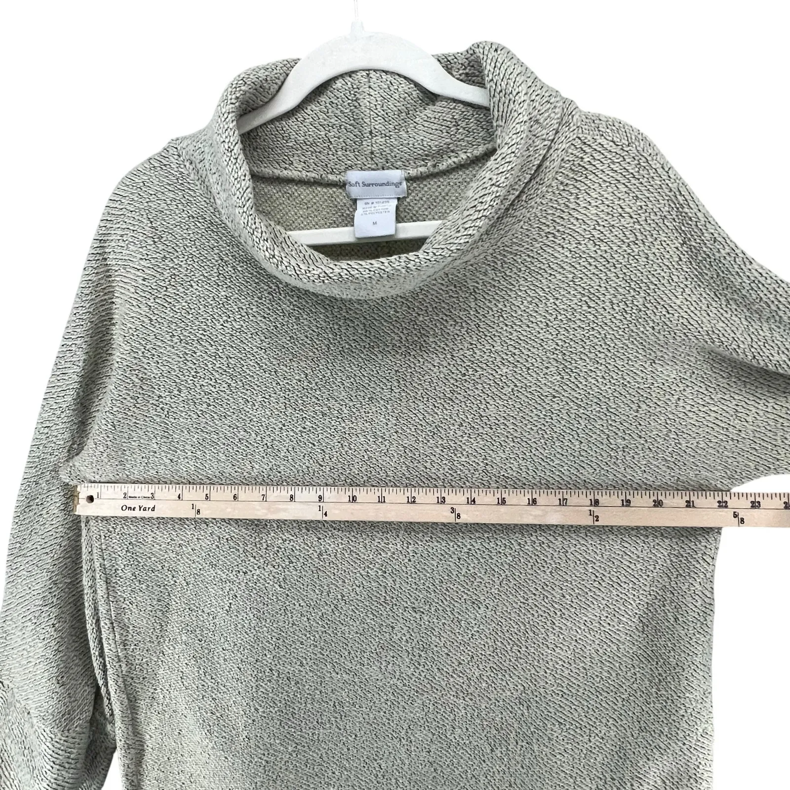 Soft Surroundings Sweater M Khaki Tan Black Cowl Neck Cotton Blend Pullover - Image 7