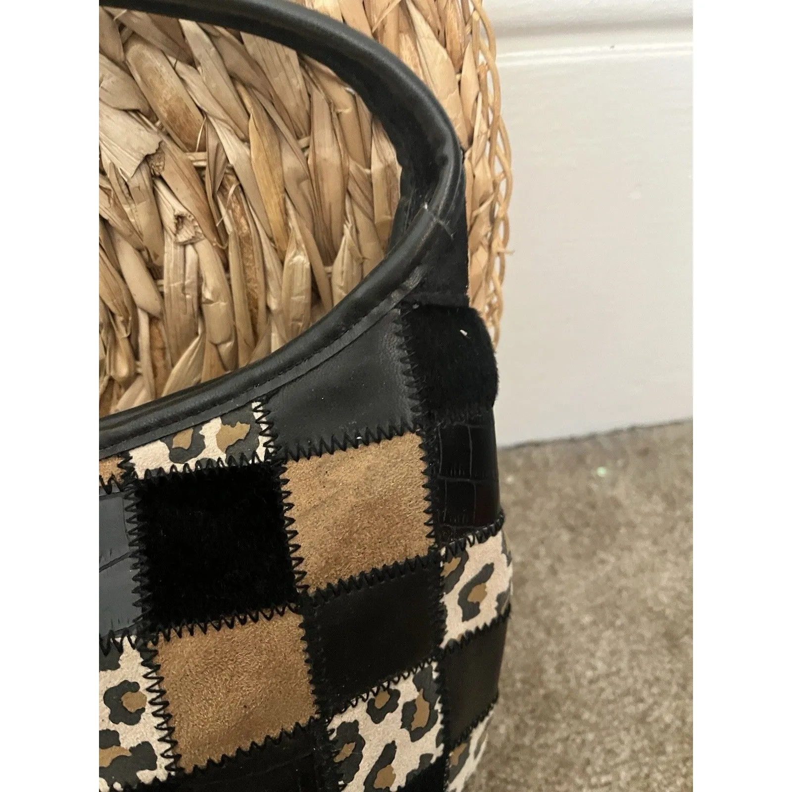 Y2K XOXO Animal Print Patchwork Faux Leather Shoulder Bag Festival Hiphop Urban - Image 4