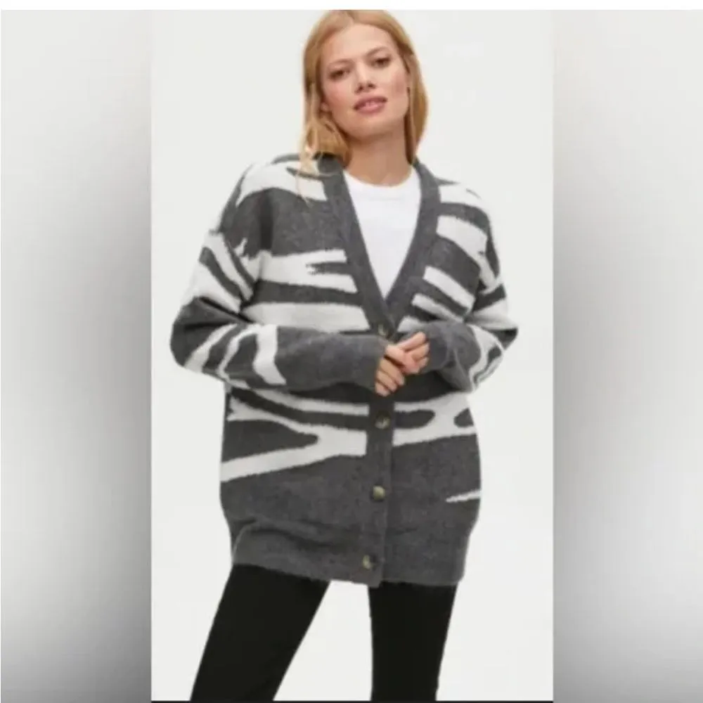 Michael Stars Nell Cardigan Size 2X Charcoal White NWOT - Image 6