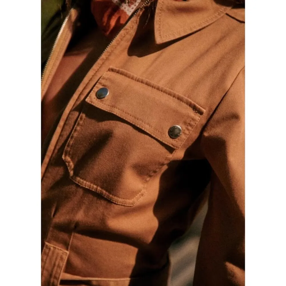 NWT Sezane Roby Jumpsuit in Camel Stretch Cotton Zip Front Coverall 42 / 10 - Image 8