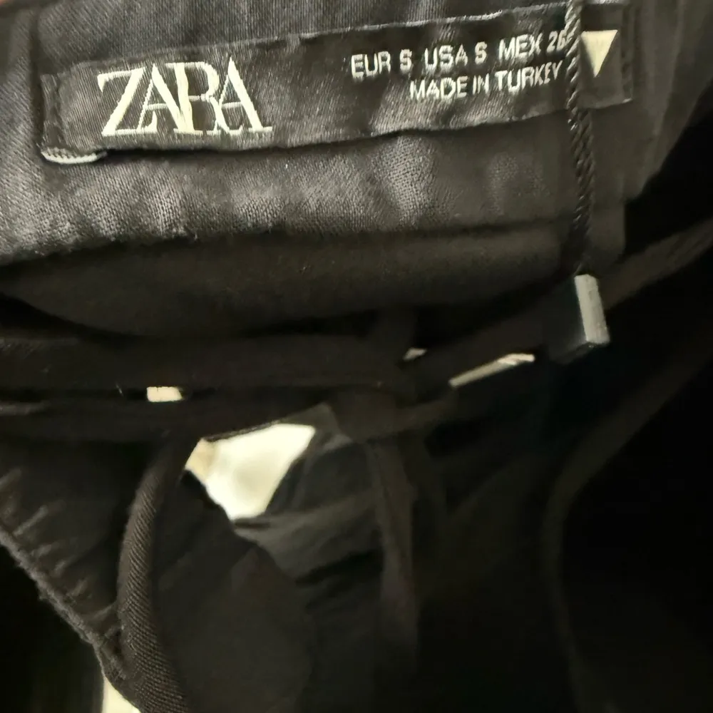 ZARA Puff Sleeve Black Mini Dress Open Back Lace Up Crossback Straps Small NEW - Image 11