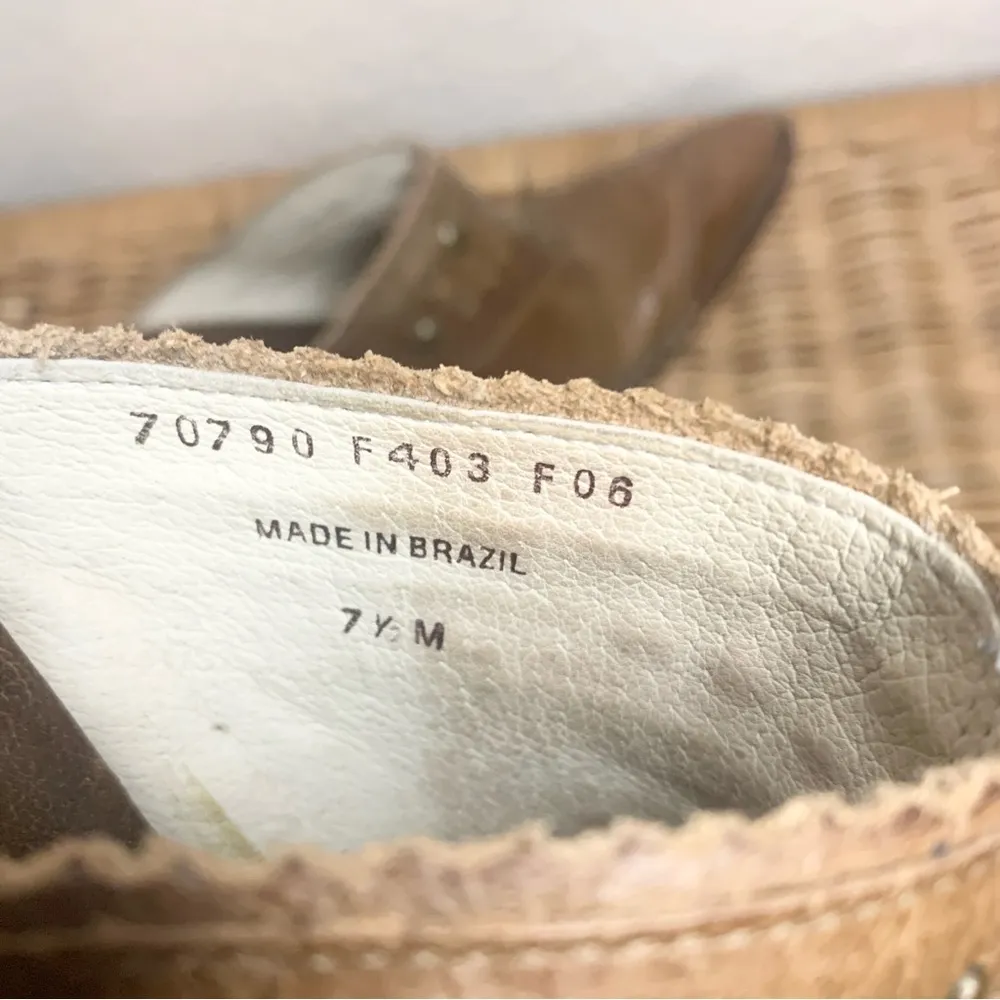 Frye Leather Studded Western Style Heeled Mule Size 7.5 - Image 11