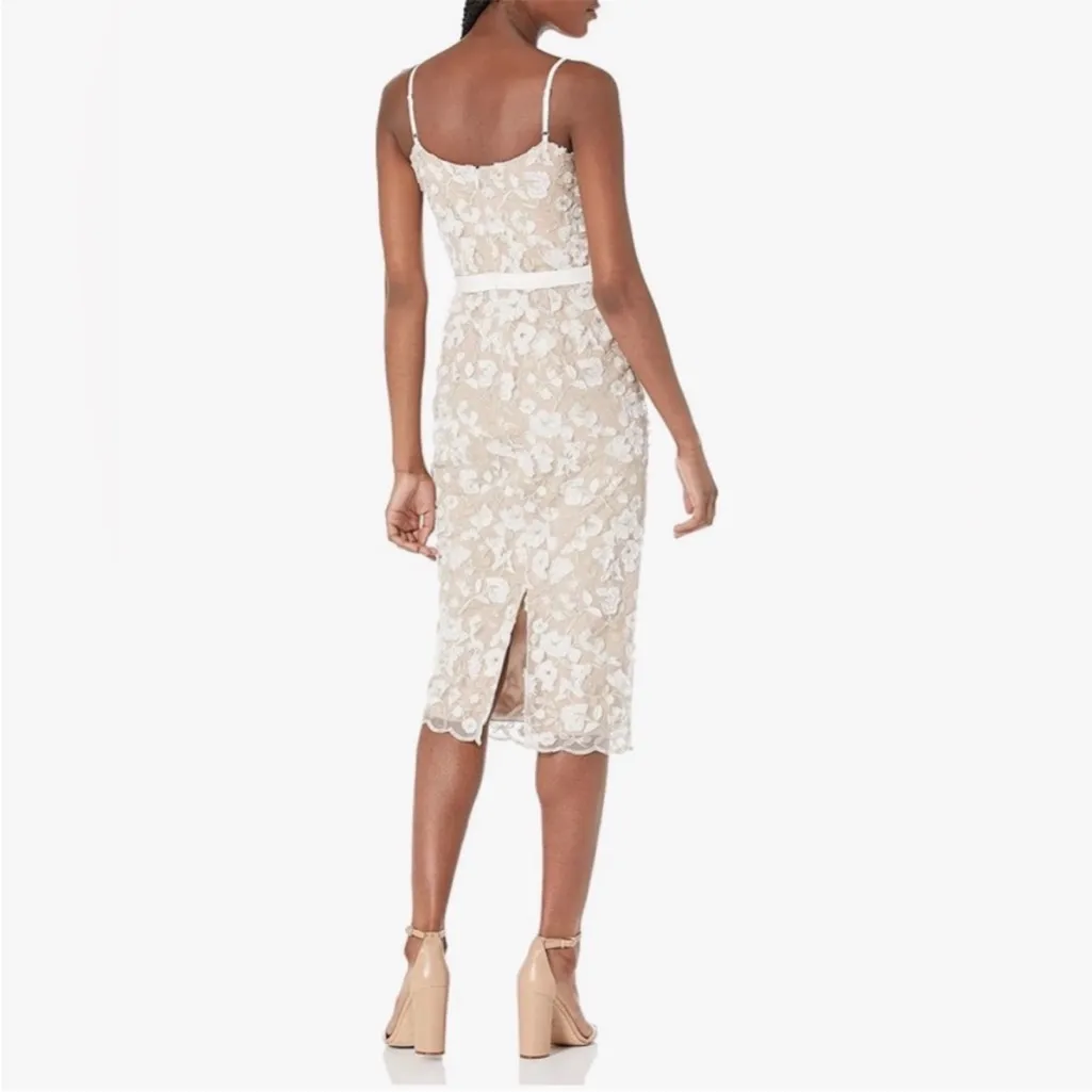 Dress the Population Emma Body-Con Midi Dress Women’s Size XL White and Gold - Image 5