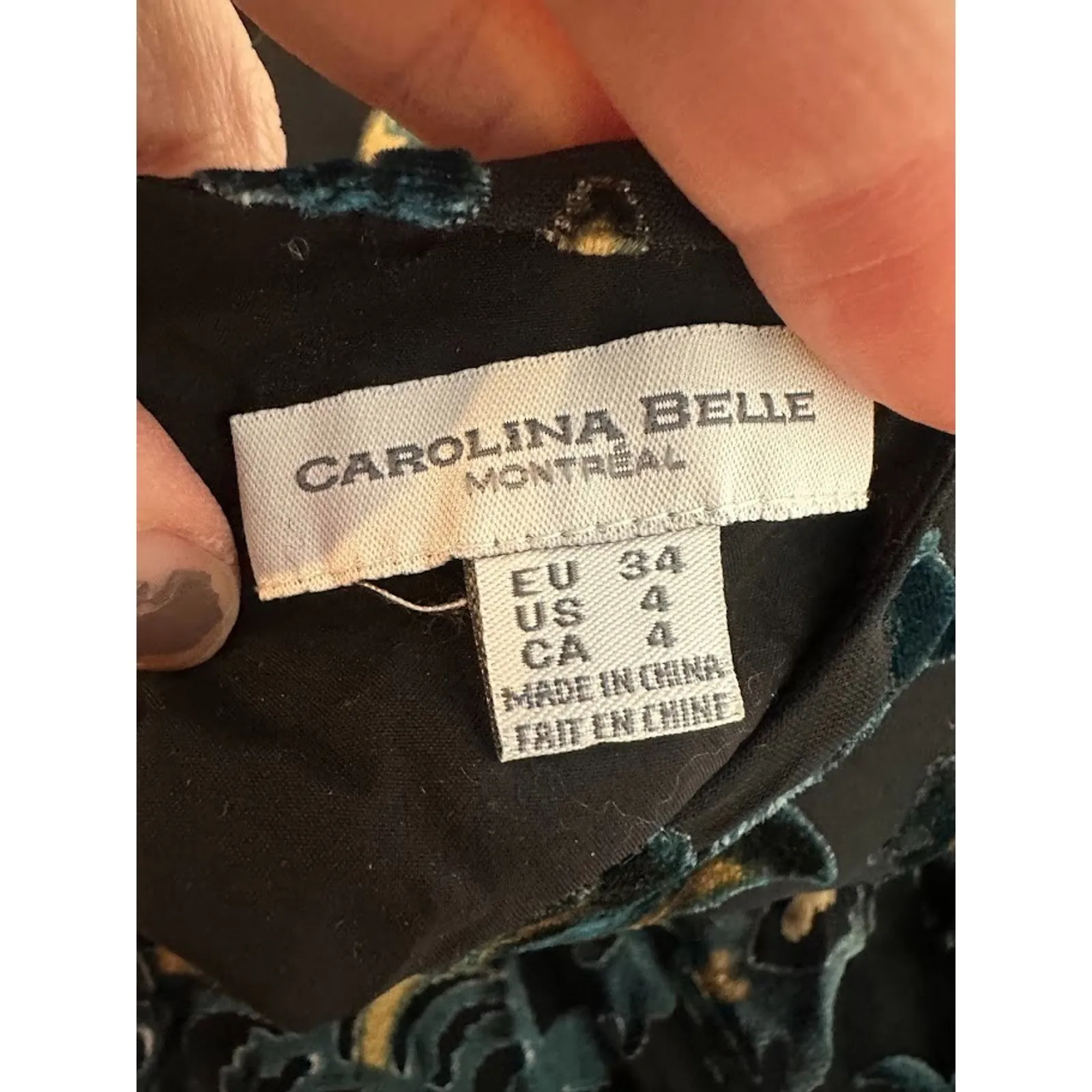 Carolina Belle Velvet Burnout Floral Mini Shift Dress Size 4 Bell Sleeve Fairy - Image 6