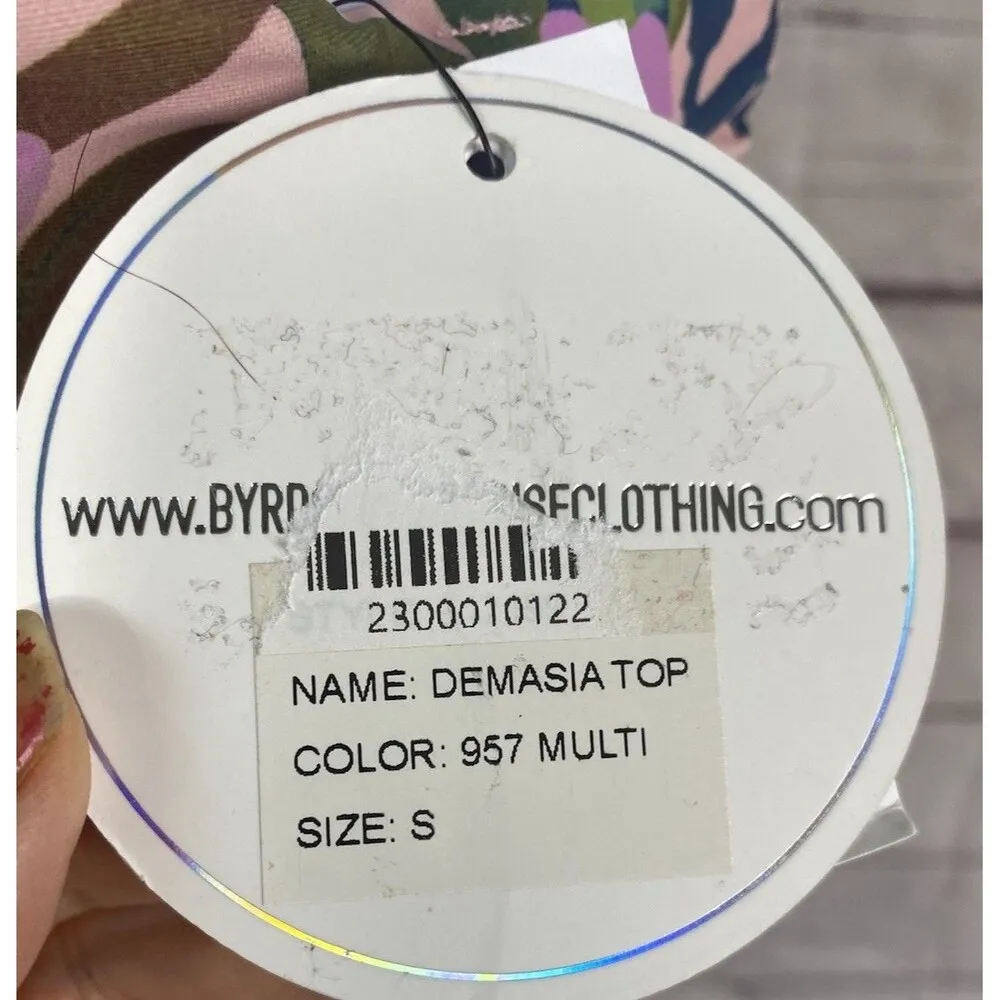 NWT Byrds of Paradise Demasia Bikini Top V Neck Floral Lace Up Pink Purple - Image 6