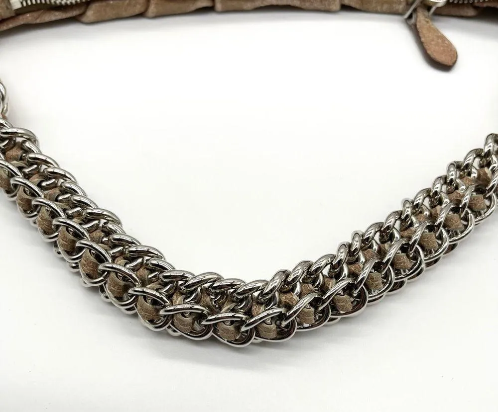 Prada Chain Cervo Lux Leather Cammeo Beige Pink Shoulder Handbag - Image 8