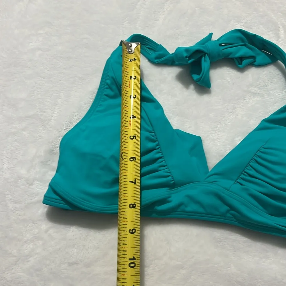 Athleta Women’s Triangle Plunge Turquoise Halter Bikini Top Size Small - Image 8