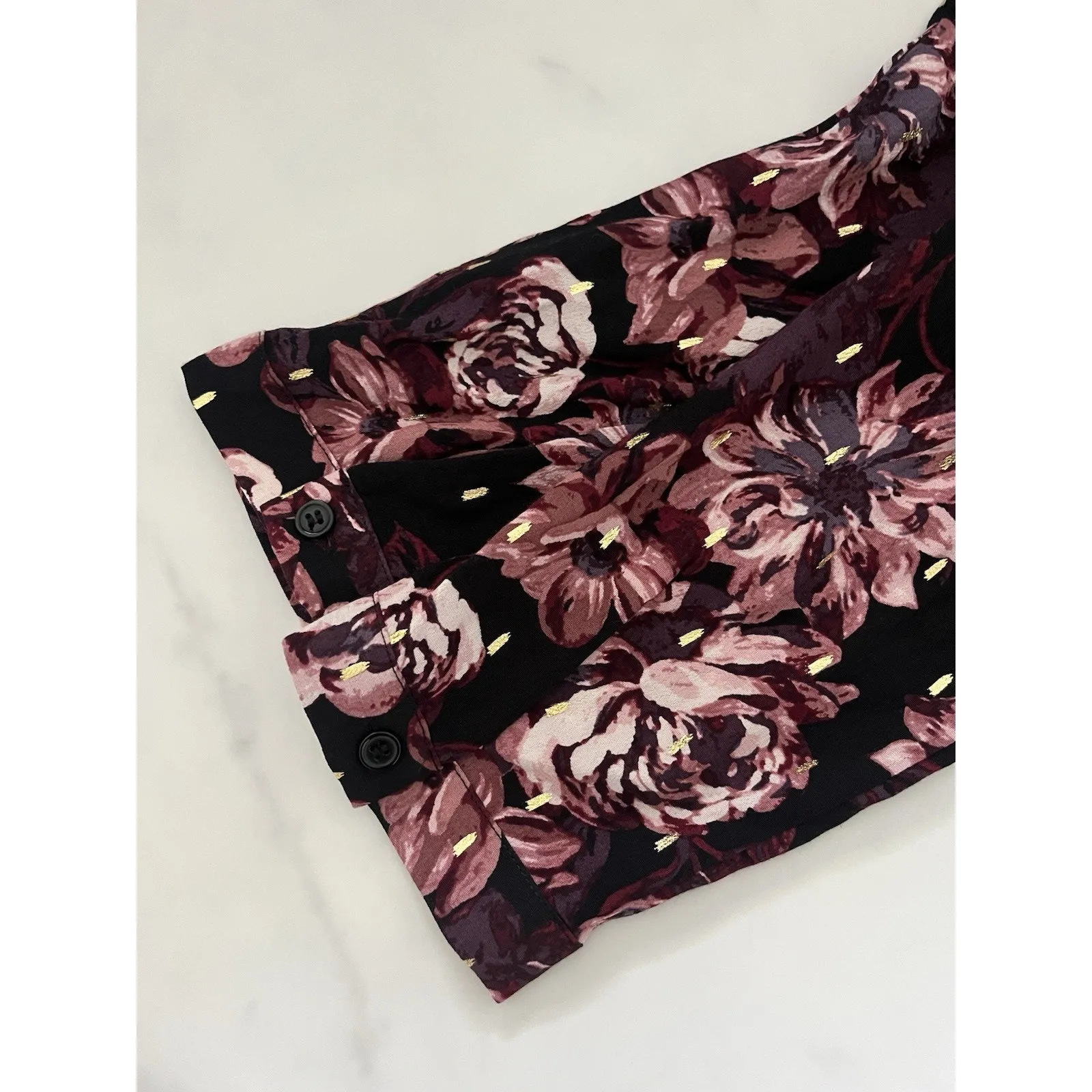 Garnet Hill Drop waist Dress in Roses burgundy gold size 14 Boho Chic festival - Image 10