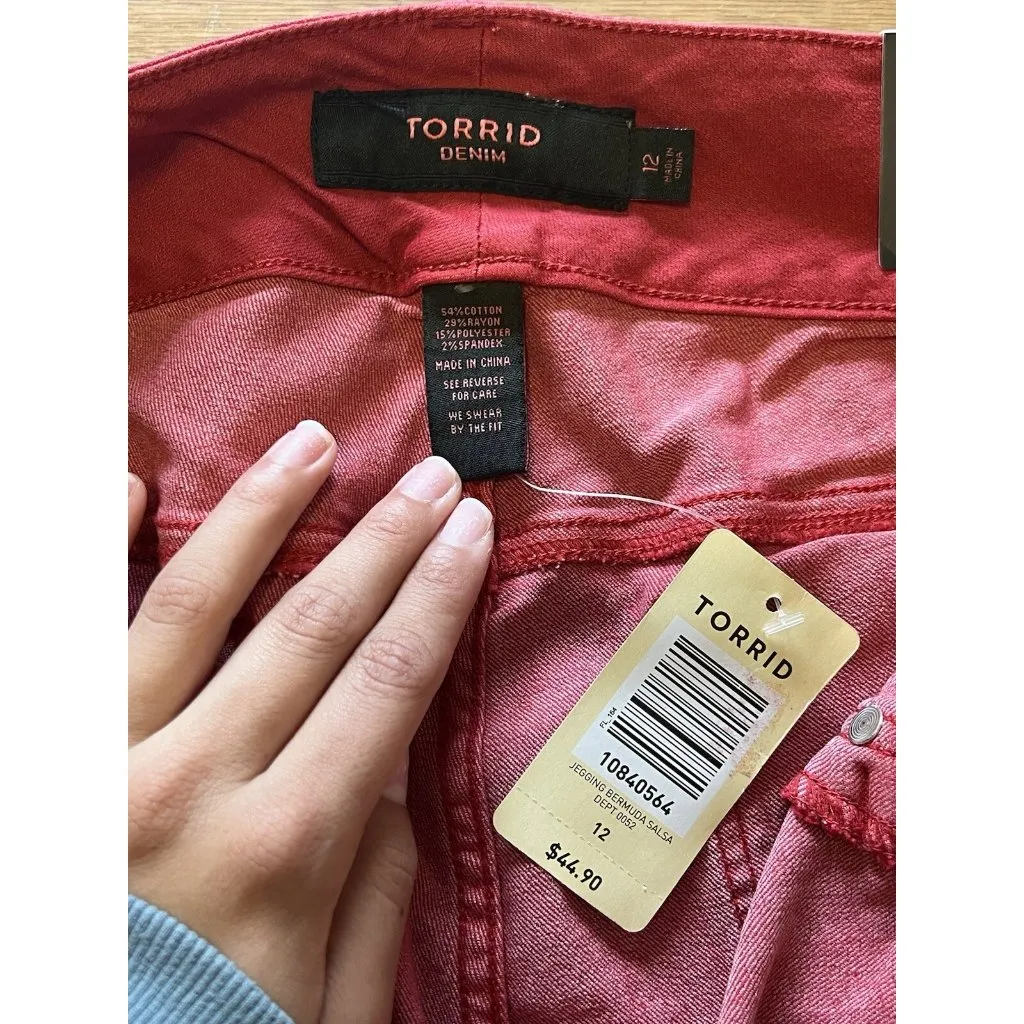 Torrid Jegging Women's Size 12 Salsa Denim Bermuda Jean Shorts Preppy Beach City - Image 7