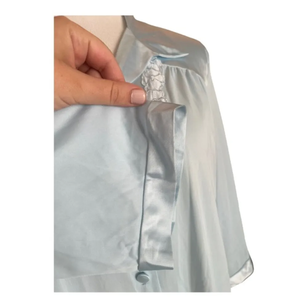 Vanity‎ Fair Vintage Collared Button Nightgown Medium Baby Blue - Image 3