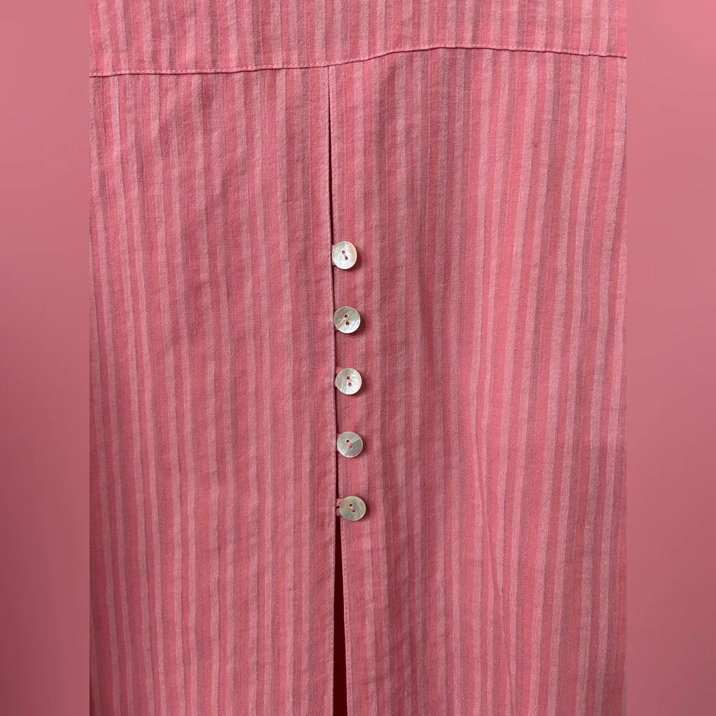 Fridaze Pink Linen Striped Button Up Top Sz L Size L - Image 12