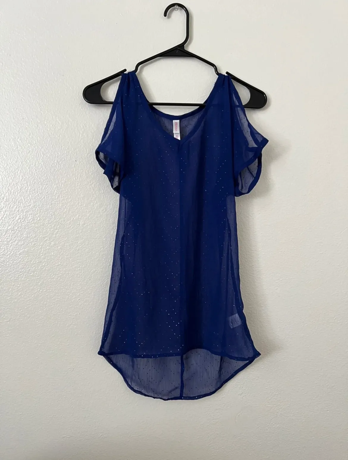 Xhilaration Royal Blue Cold Shoulder Blouse - Image 4