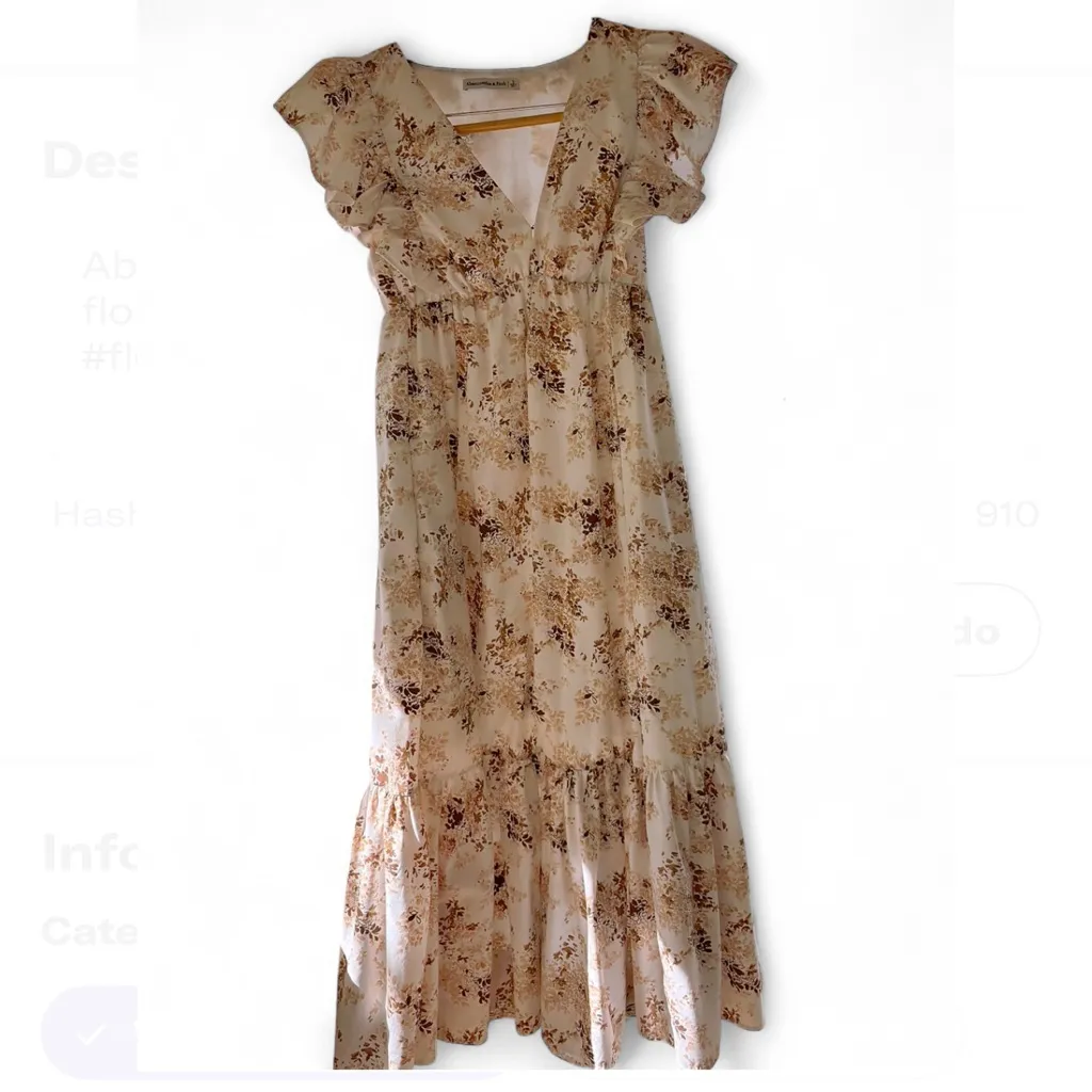 Abercrombie & Fitch Flutter Sleeve Floral midi dress Size Small - Image 5