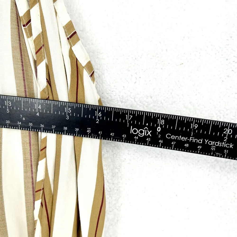 Faithfull Women's Kara Tan and White Striped Tank Mini Wrap Summer Dress Size 6 - Image 5