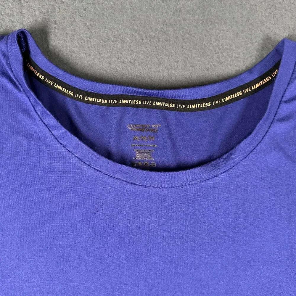 Copper Fit Pro Womens Medium Purple Short Sleeve Round Neck Flowy Shirt - Image 3