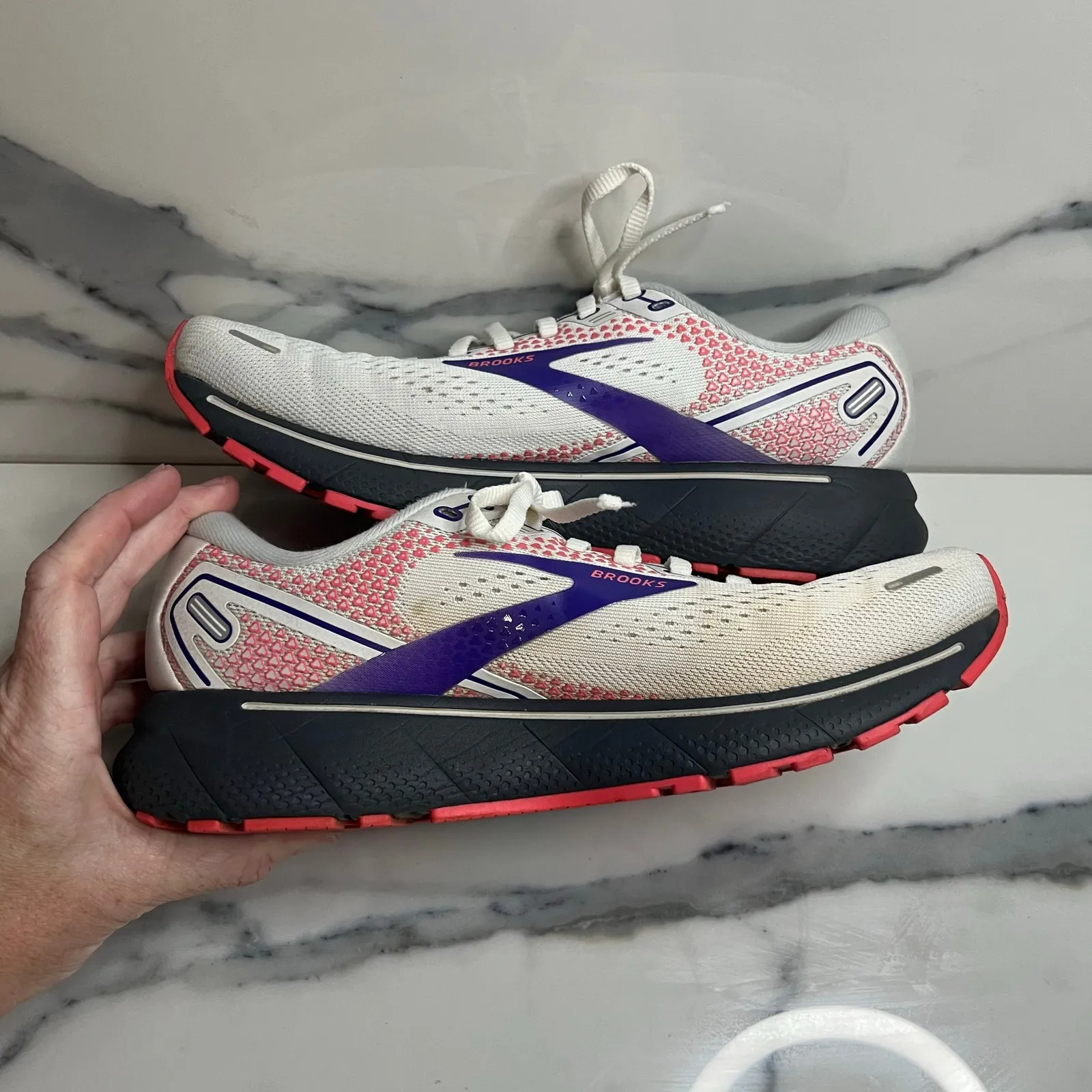 Brooks Women's White Purple Coral Ghost 14 Sneakers Running Shoes Sz 8.5 Athlete - Image 6