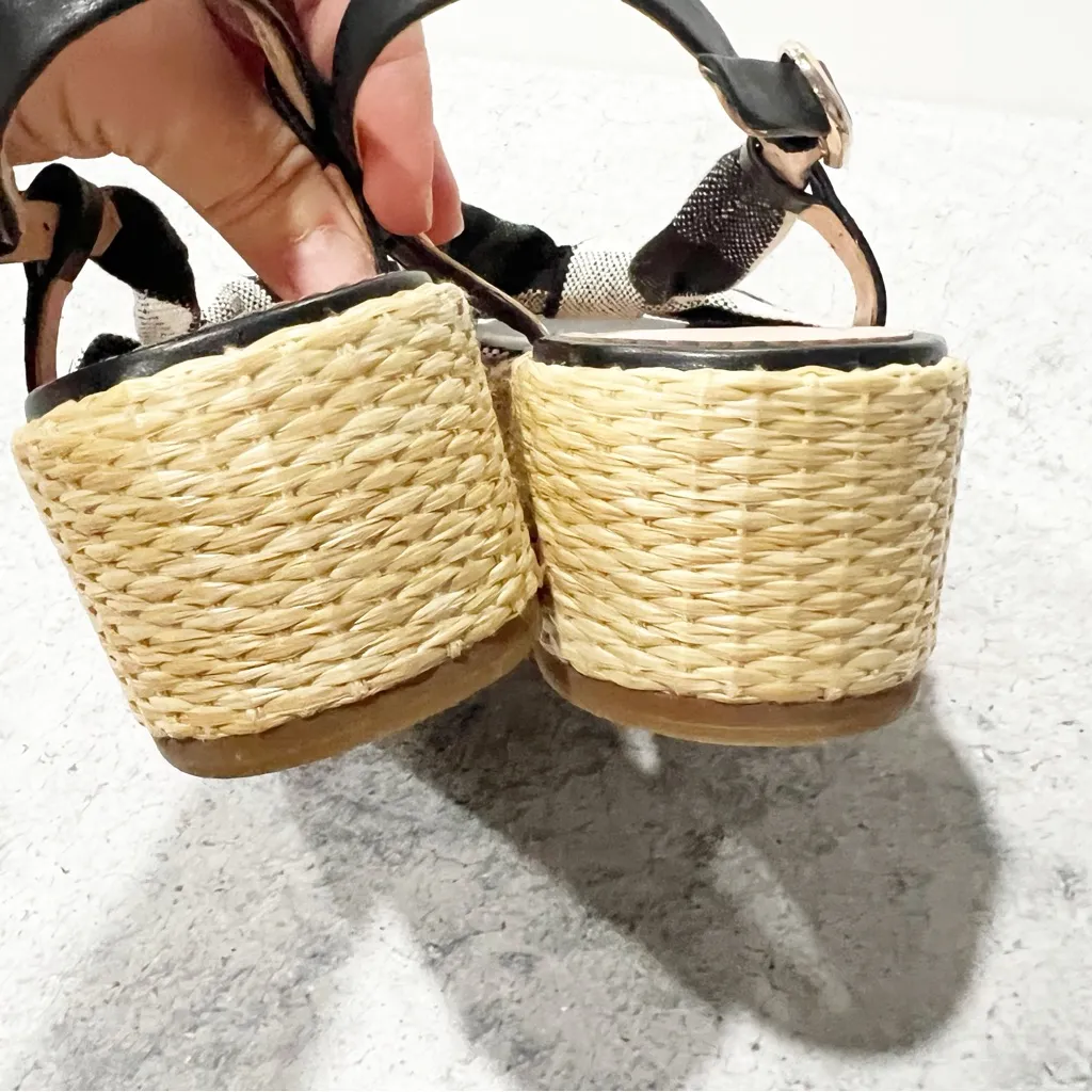 NEW Kate Spade Betsy Gingham Mixed Material Platform Sandal Black / Cream 7.5 - Image 8