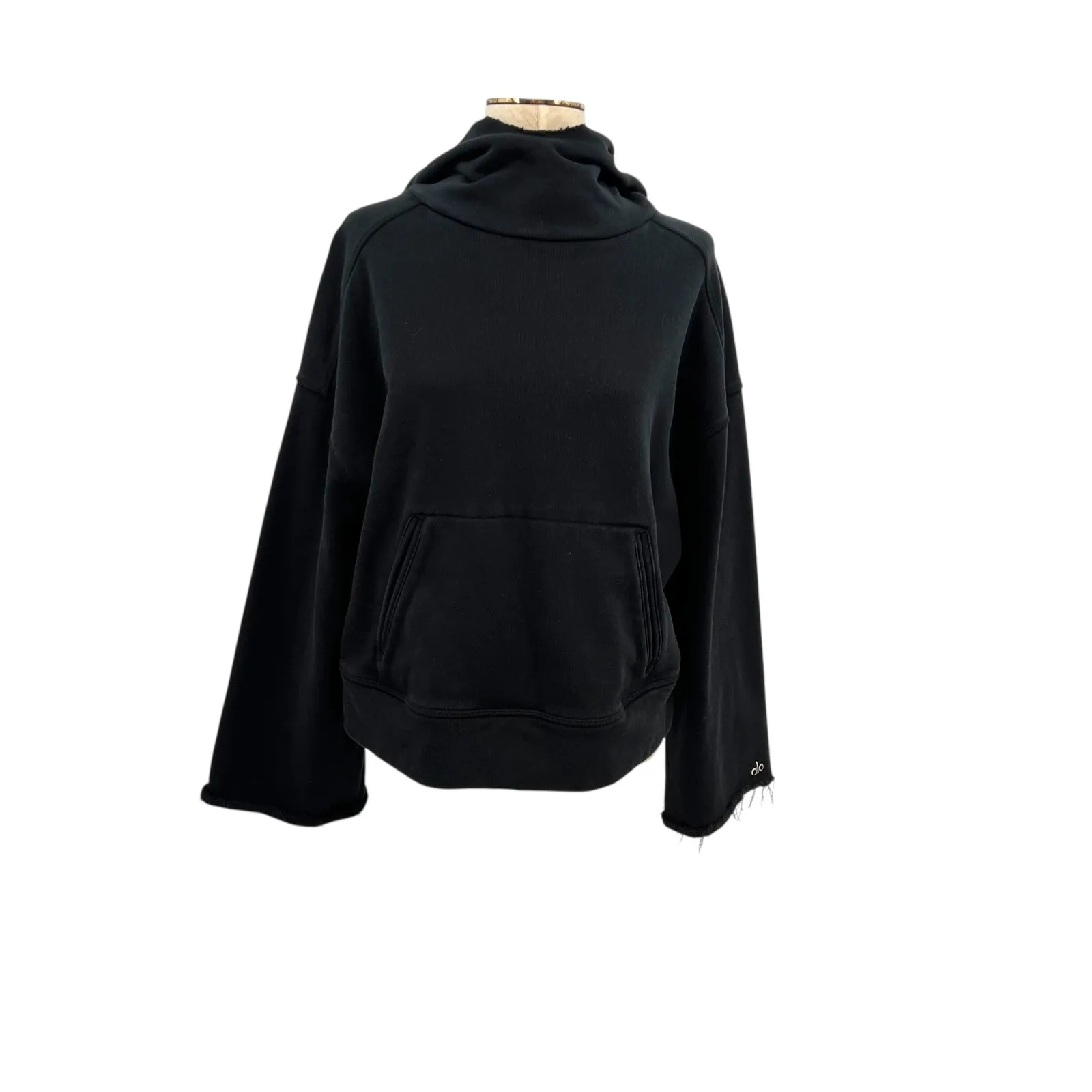 Alo Yoga Low Key Sweatshirt Hoodie Oversized Wide Sleeve Black Size Medium - Image 3