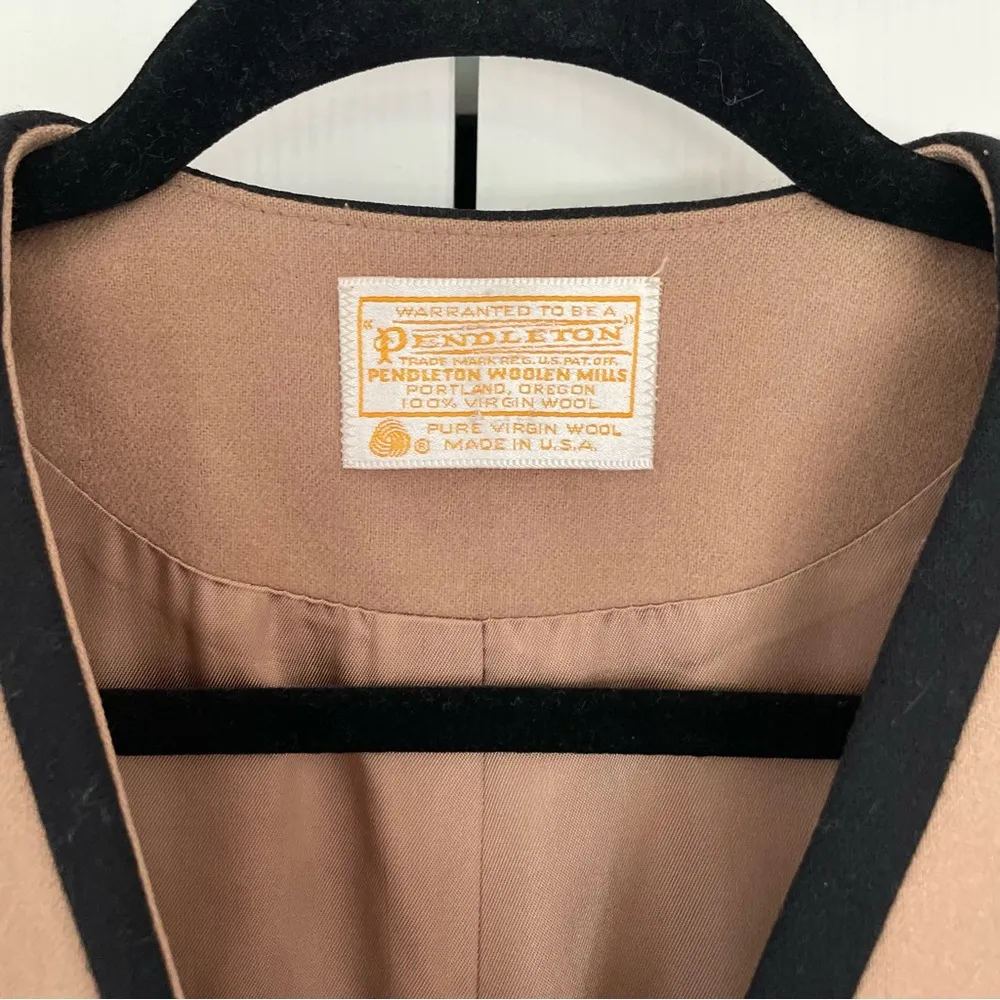 Vtg Pendleton Virgin Wool Blazer Tan Brown 3 Button Front Sz 8 - Image 7