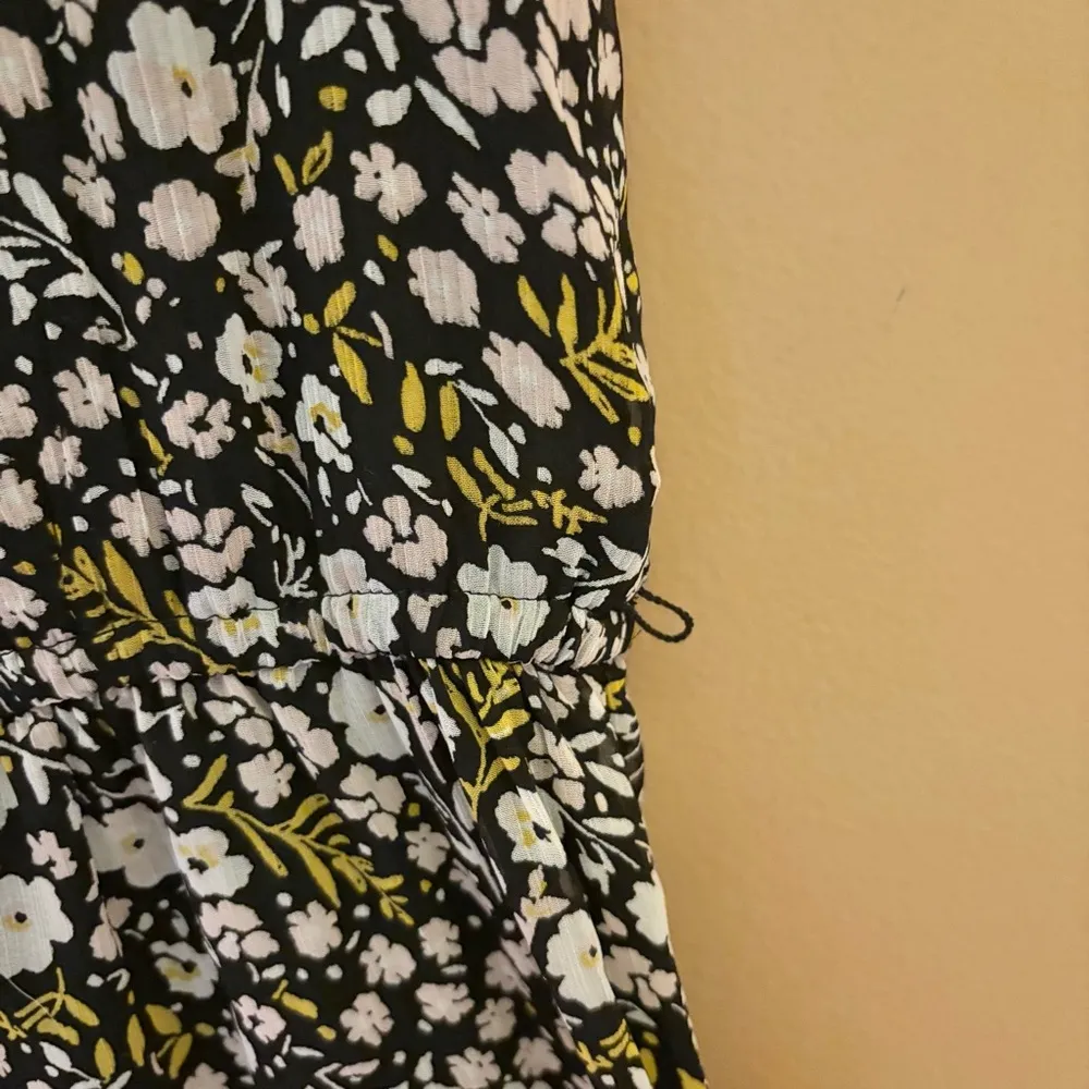 Ann Taylor LOFT Floral Ruffle Henley‎ Dress black size XS - Image 7