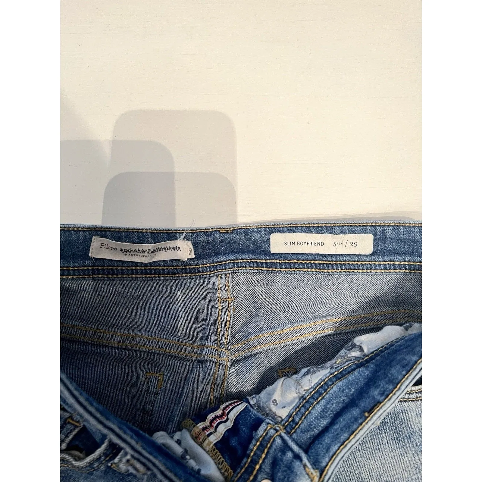 Pilcro Woman’s Slim Boyfriend‎ Side Stripe Jeans Size 29 Animal Print Denim - Image 3