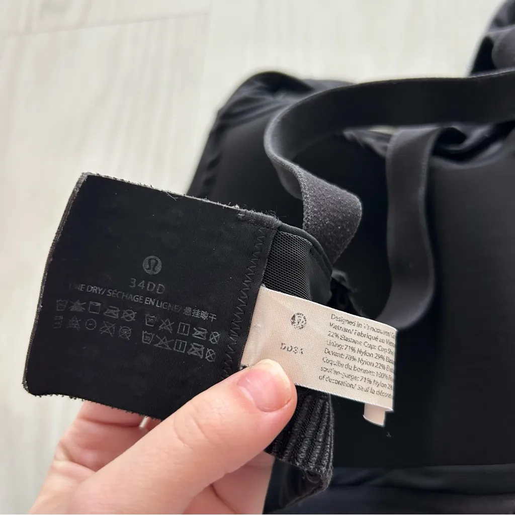 Lululemon Energy High Support Sports Bra Black Running Workout Size 34 DD - Image 7