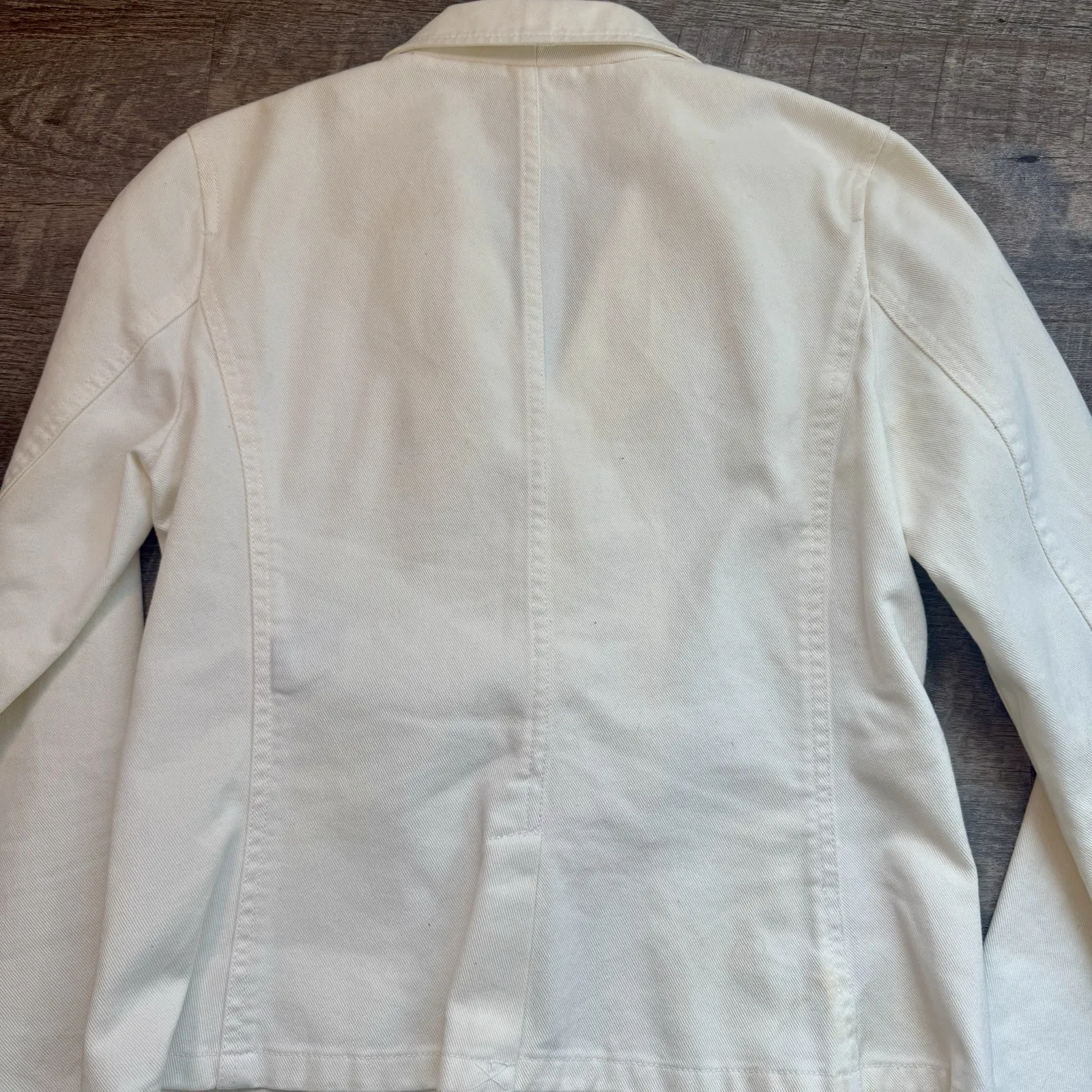 Ralph Lauren Jeans Co. Bullion Jacquard Denim Blazer Nautical Cream Cropped Med - Image 8