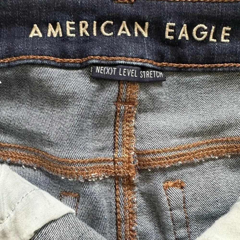 American Eagle Jean Shorts Next Level Stretch Hi Rise Shortie Distressed Size 2 - Image 2