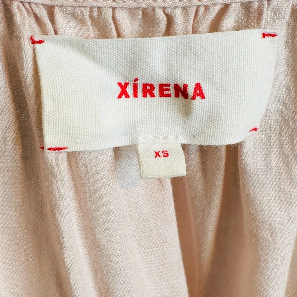 XiRENA Flutter Sleeve Pastel Pink Salmon Cotton Flax Top Shirt Blouse Size XS - Image 7
