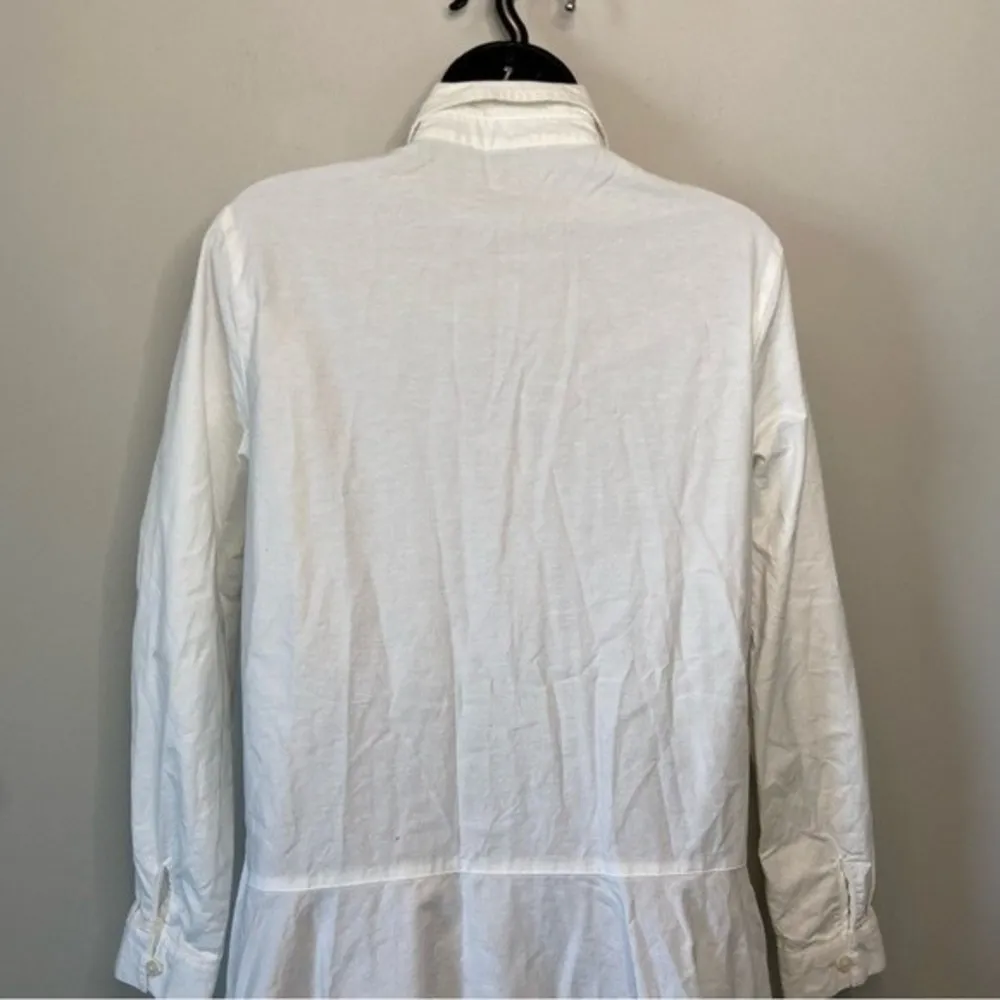 GAP White Cotton Shirt Dress Peplum Long Sleeve Size Small - Image 6