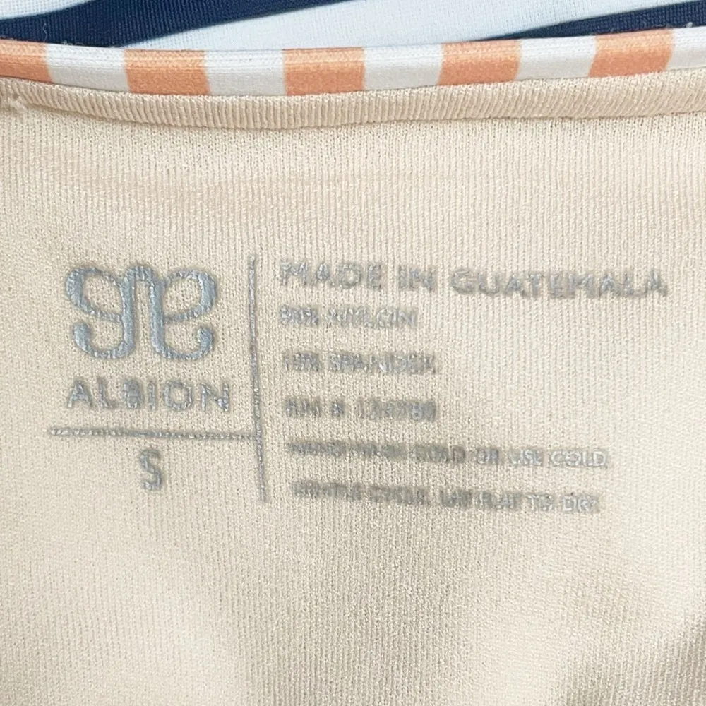 Albion Bombshell Seaglass One Piece Swimsuit Size Small Floral Stripe Zip Front - Image 10