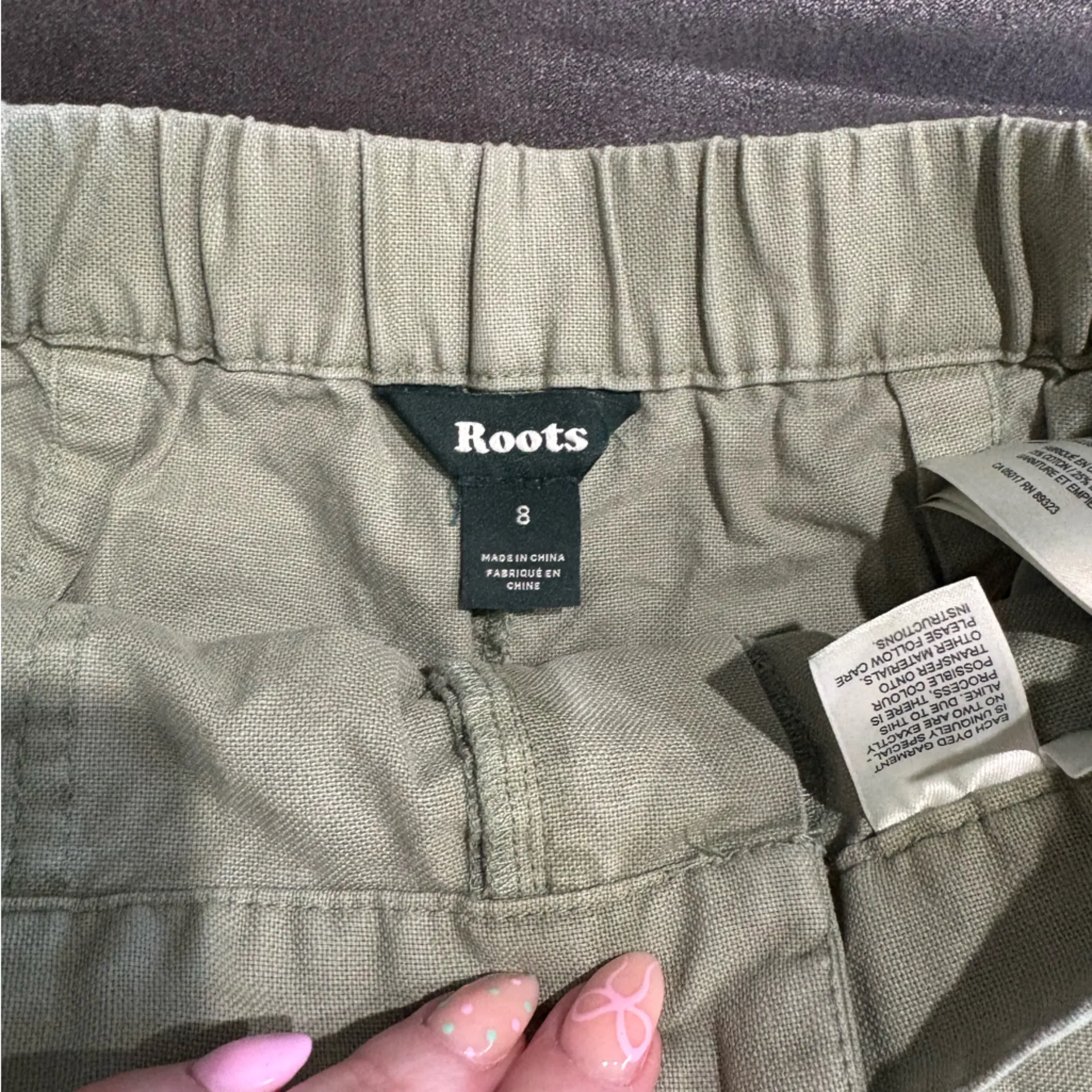 Roots  Green Cargo Shorts‎ High-Waisted Cotton - Image 2