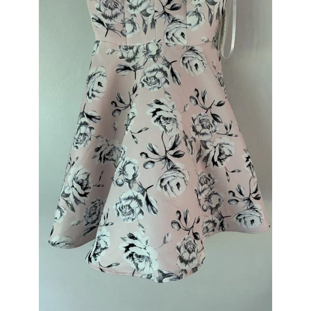 NWT B. Darlin Pink Floral Fit & Flare Puff Skirt 50s Housewife Dress Size 4 - Image 6