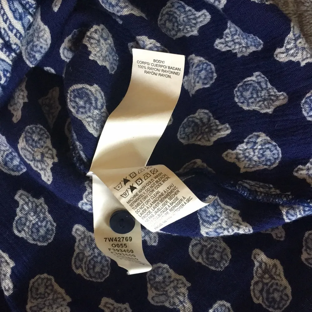 LUCKY BRAND Boho Blue White 3/4-Sleeve TOP EUC XS - Image 8