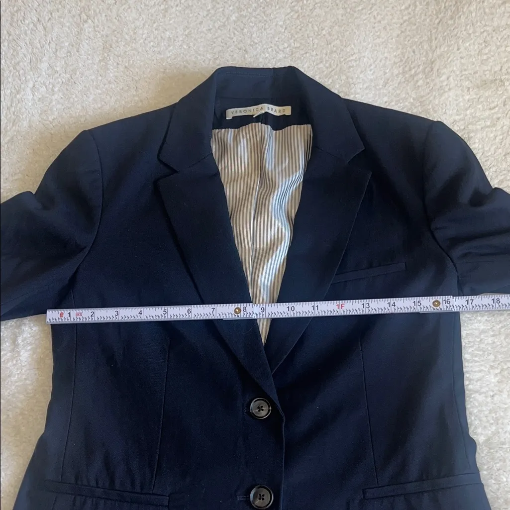 Veronica Beard Wool Blend Tailored Blazer Navy Size 2 - Image 3