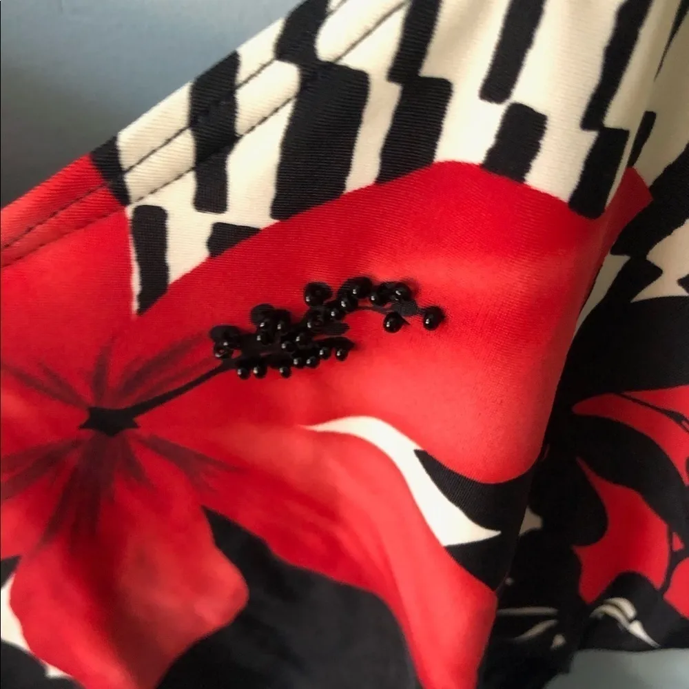 Christina Red flower black white checkered pattern goth volup tankini top 8D Size 8 - Image 9