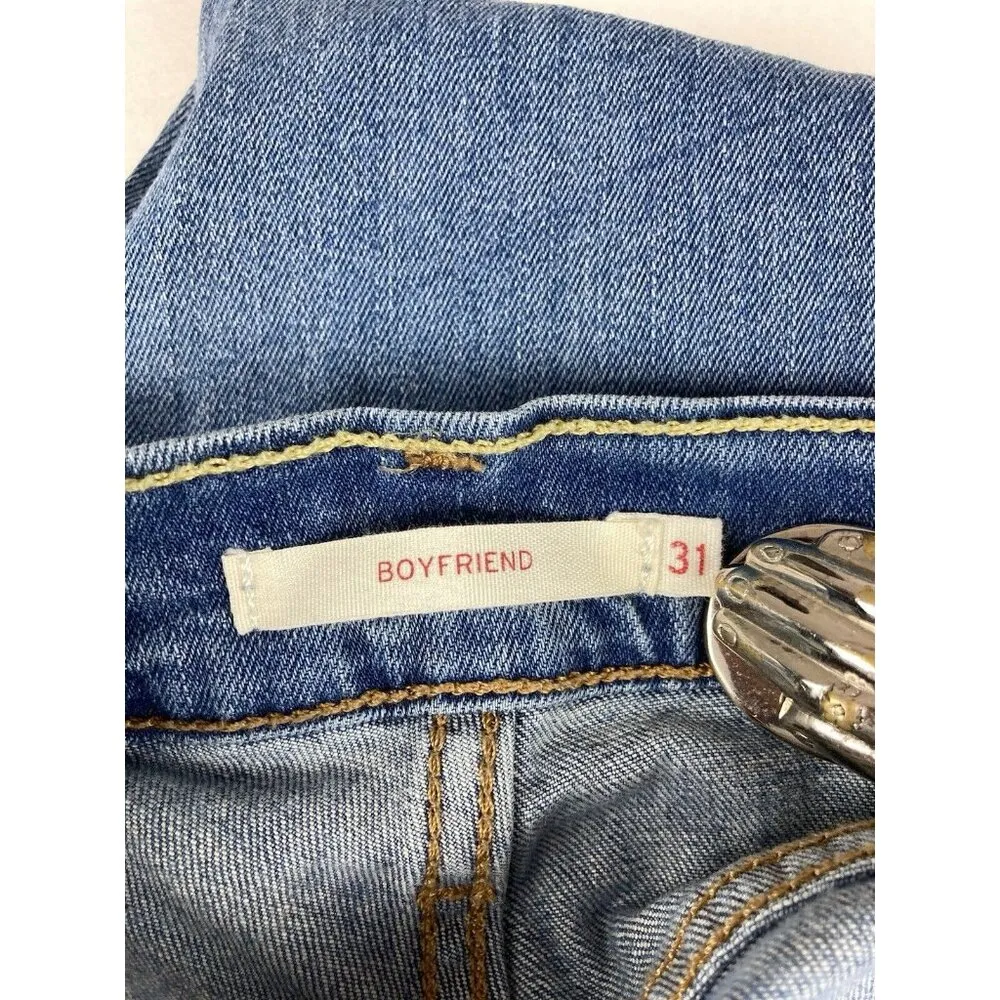 *Levi Strauss Boyfriend Jeans Women Size 32 Lt. Wash Blue Distressed Casual Pant - Image 6