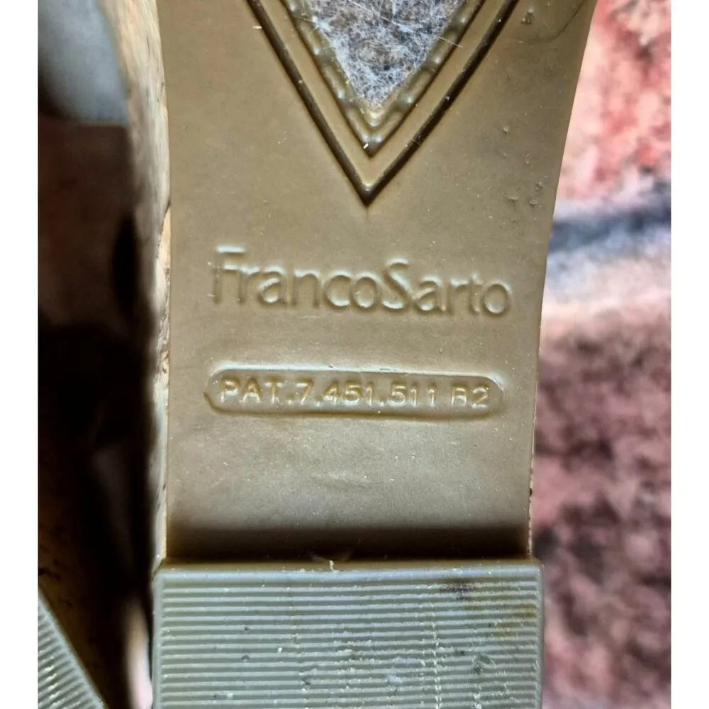 Franco Sarto Cork Platform Wedge Sling Back Sandal Taupe Size 10 Mesh Faux Suede - Image 12