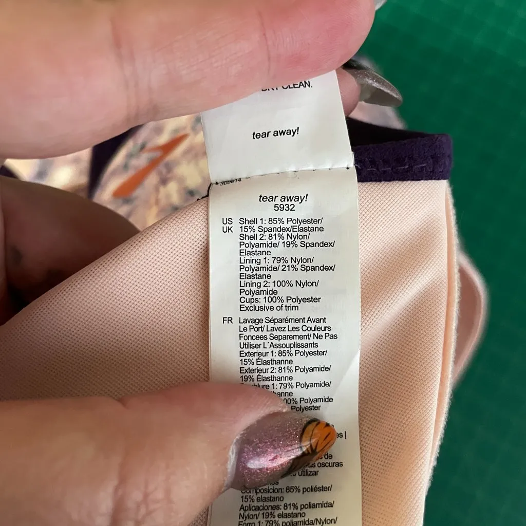 Brooks Women Plus Size XXL Purple Marbled Uprise Crossback Sports Bra Padded Run - Image 7