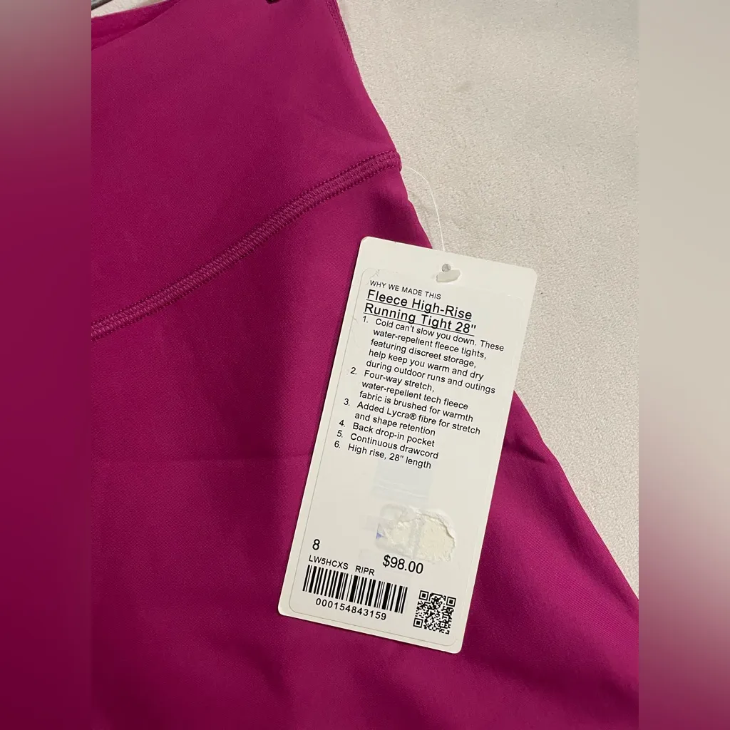 Lululemon NWT Fleece High Rise Running Tights 28” Leggings Ripened Raspberry 8 - Image 8