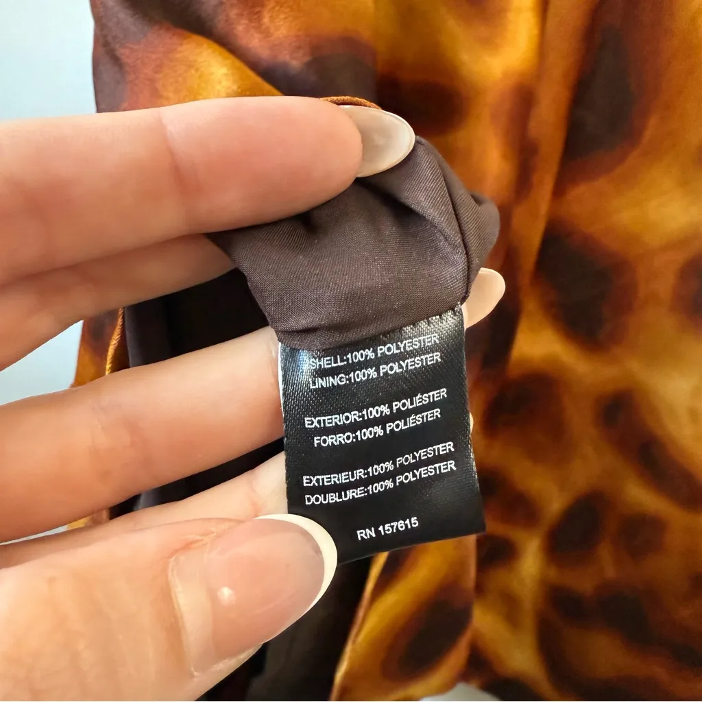 Tahari ASL Tortoise Shell Printed Midi Dress 10 Brown - Image 5