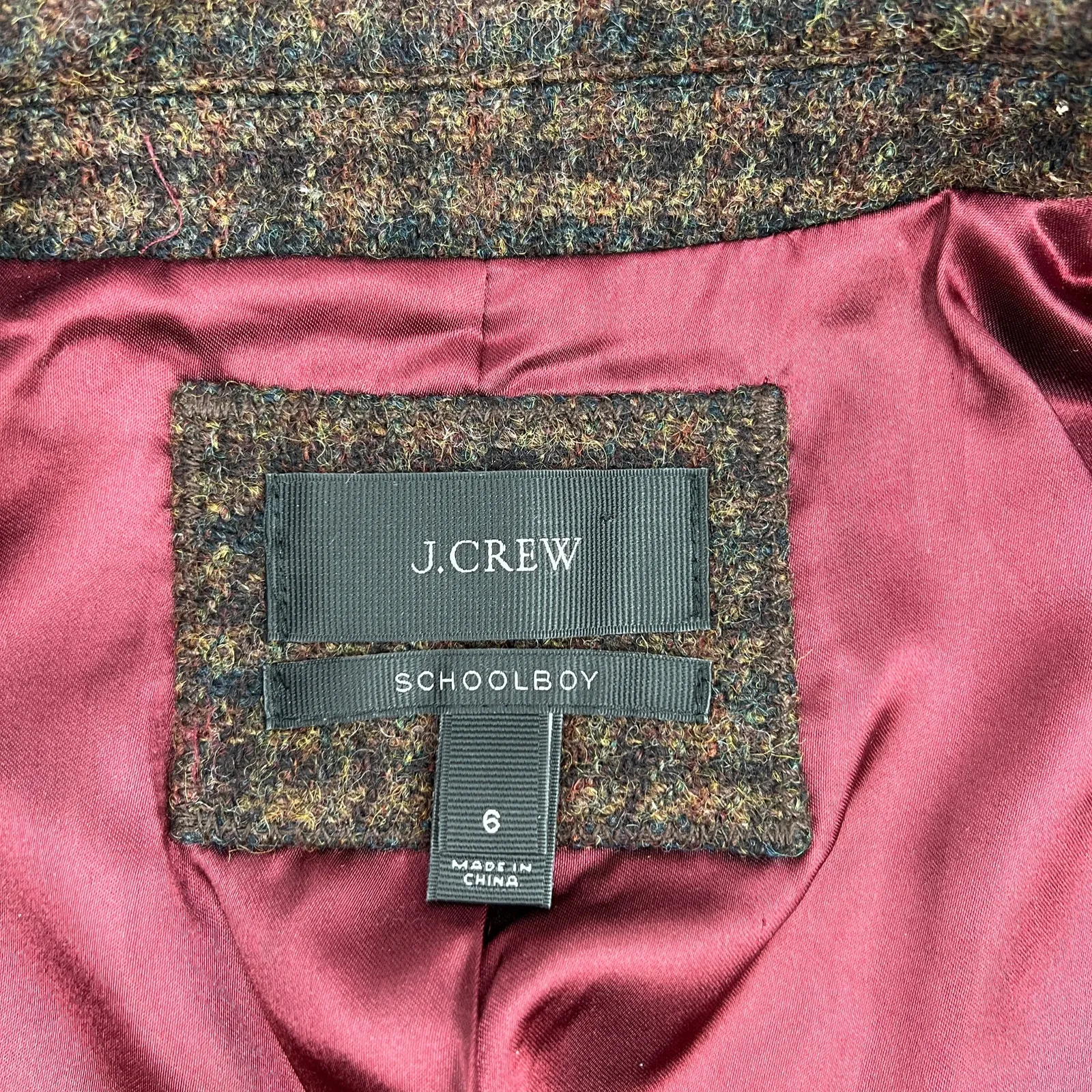 J. Crew School Boy Wool Blazer Brown Plaid Houndstooth - Image 3