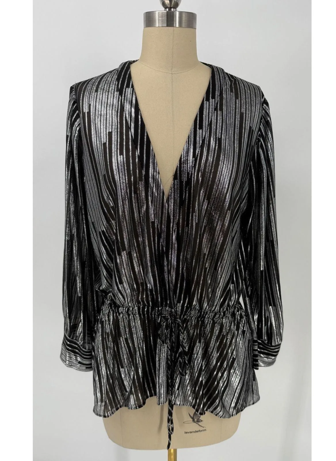 NWT IRO PARIS Darla Metallic Printed Jersey
Blouse Black Silver sz38 Medium $330 - Image 4