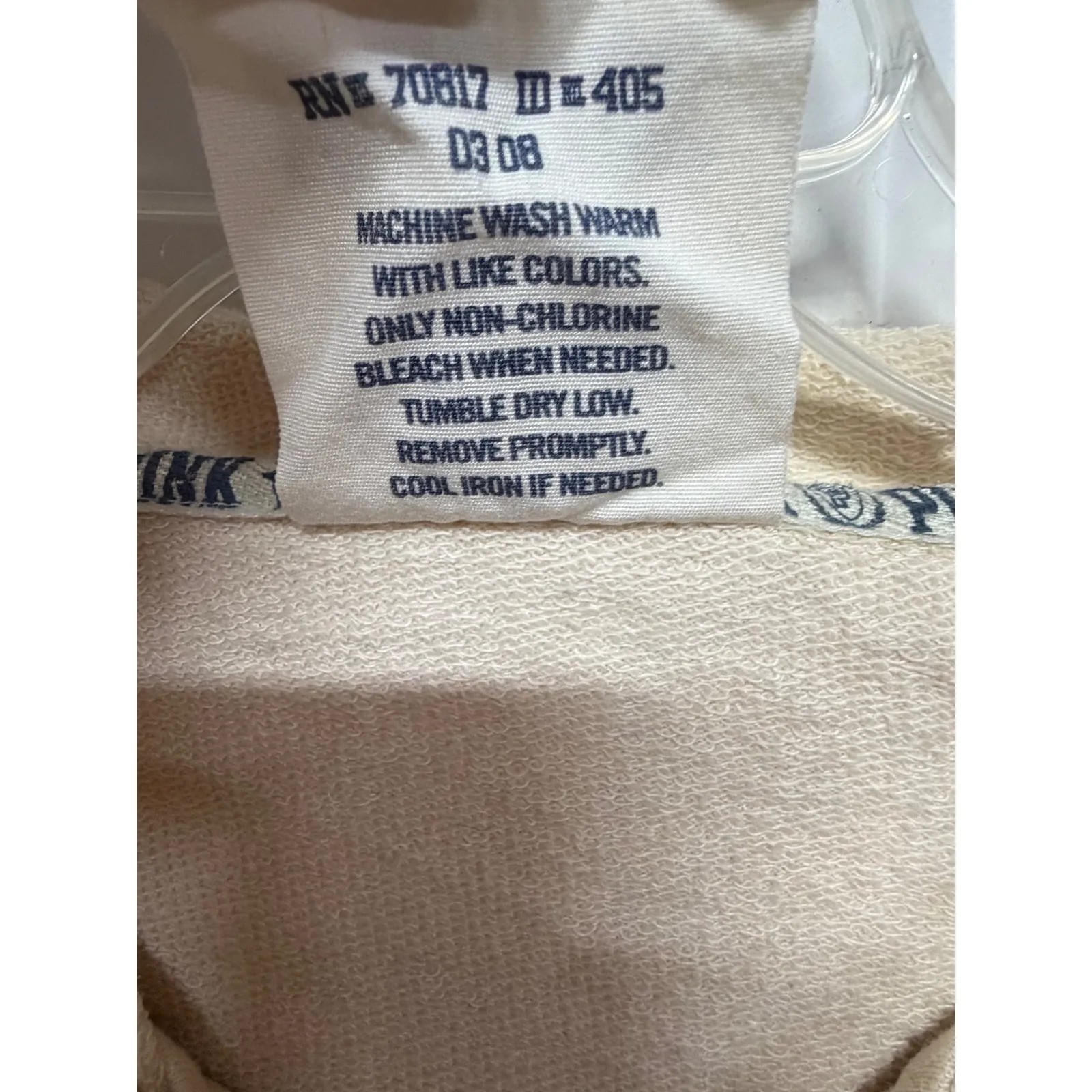 Retro Vintage Y2K Victoria's Secret Cream Full Zip Hoodie Sweatshirt Prep XS - Image 6