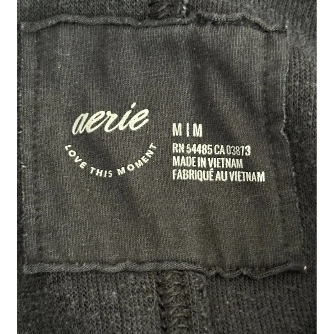 Aerie Oversized Wonder Waffle Knit Pullover Womens Medium Black Cozy Lounge - Image 4