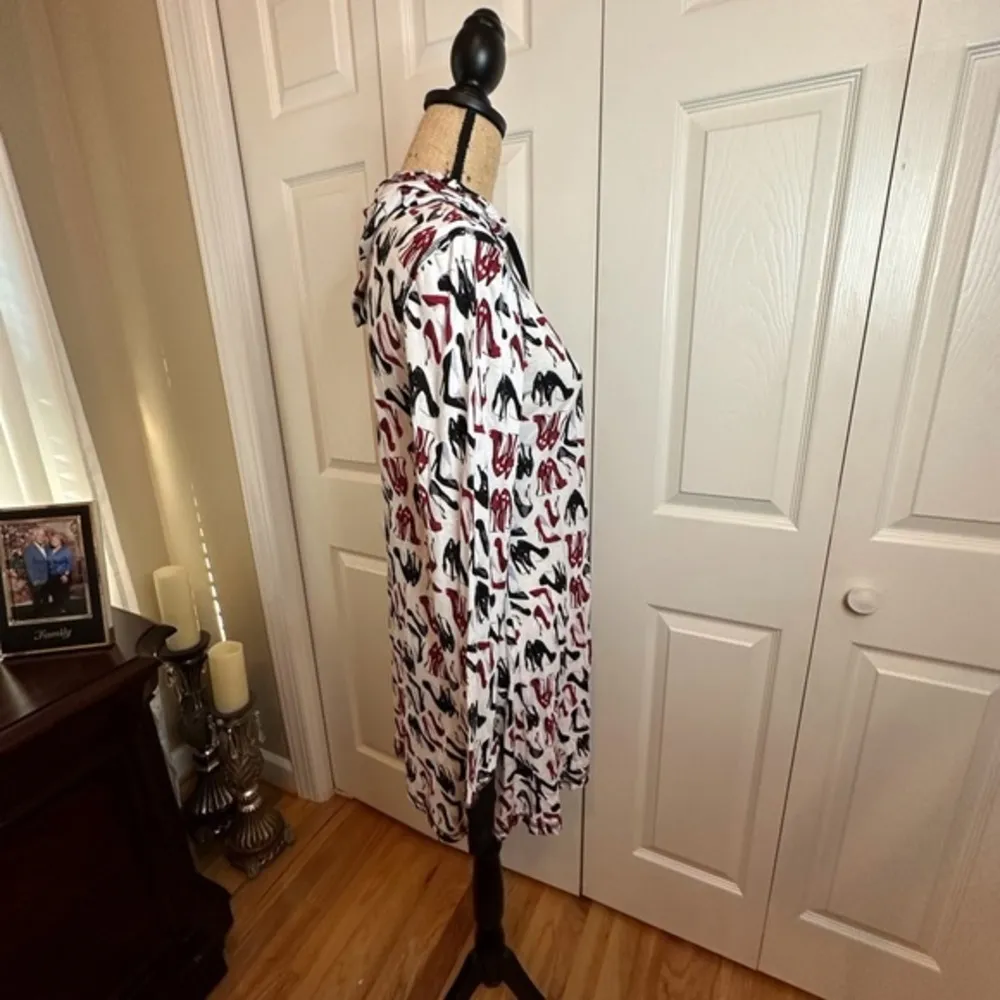 Women's  Red and White Pajama Gown - Image 4
