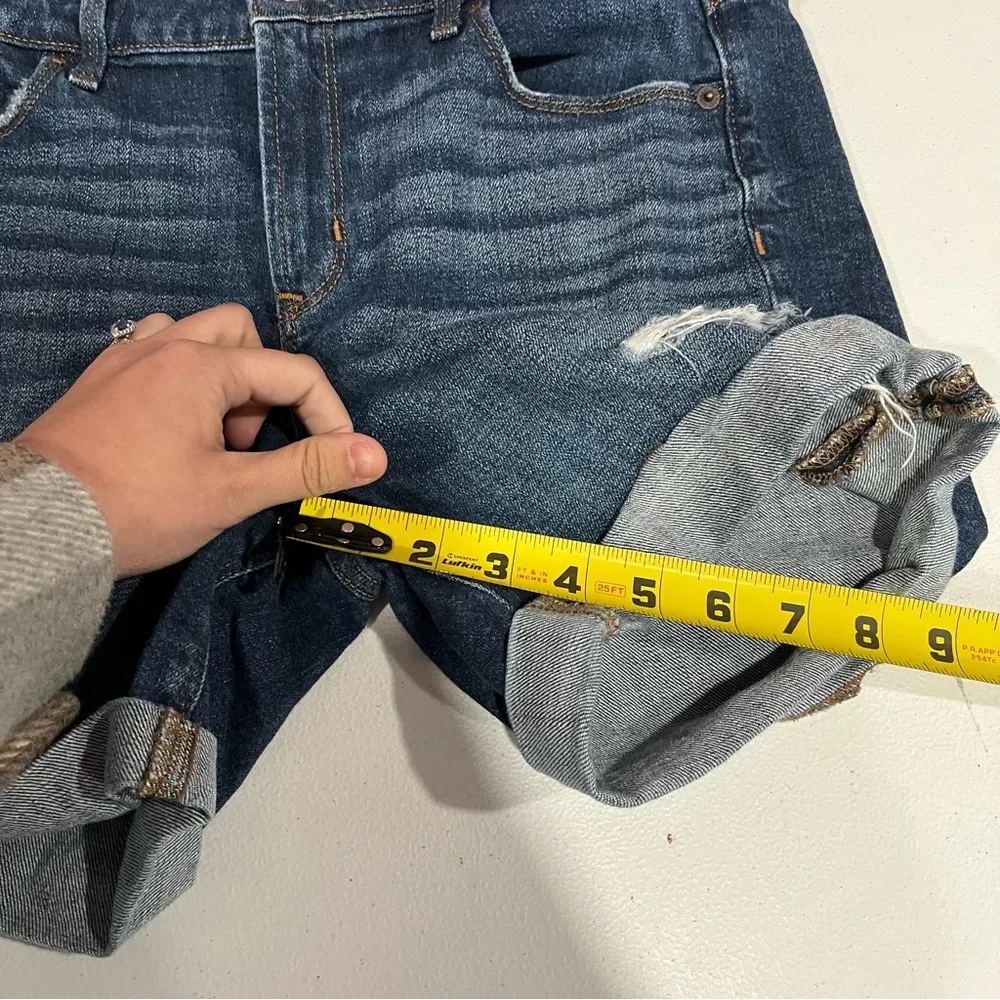 Old Navy Slim Midi Cuffed Distressed Shorts Beach Tree - Image 8