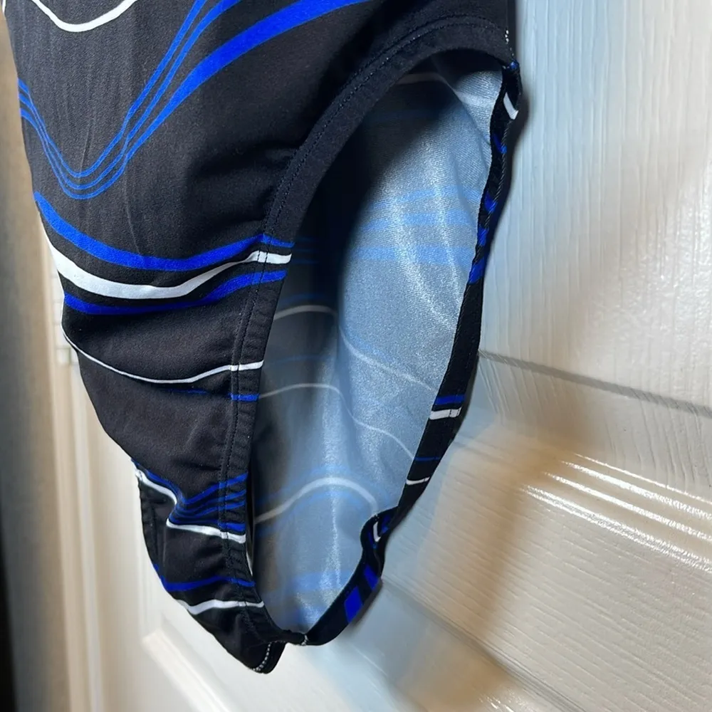 Adidas Vortex-Back Sport Active Black Blue Training Swimsuit Size 40 EUC #1292 - Image 4