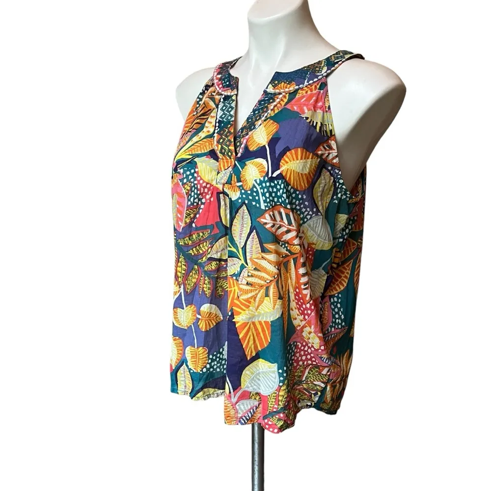 Cynthia Rowley Tropical Print Lightweight Cotton Racerback Tank Top, Sz S - Image 5