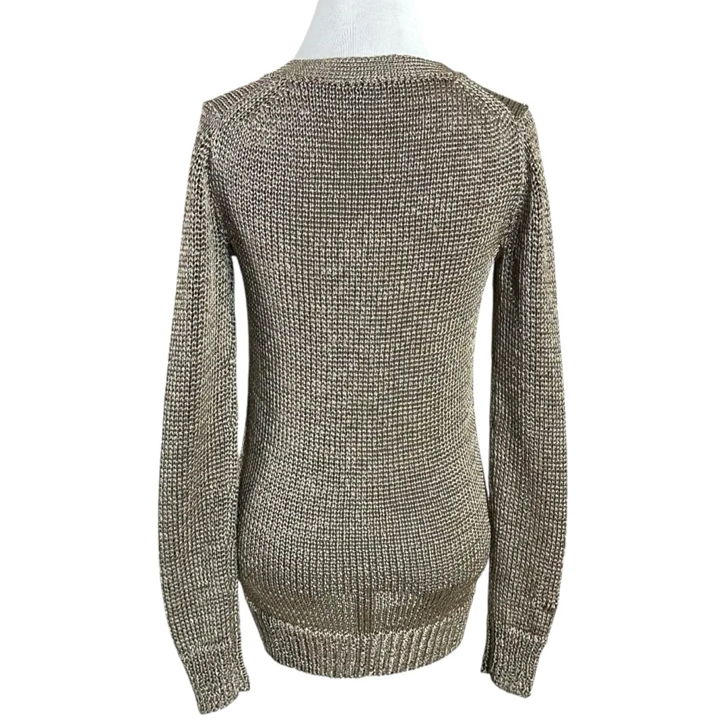 J.Crew Oralie Metallic Knit Cardigan Sweater in Bronze Gold Size XS Fall Preppy - Image 4